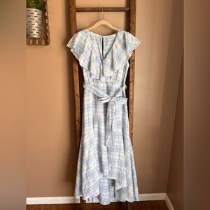 Calvin Klein Light Blue Plaid Cottagecore Cotton House Dress